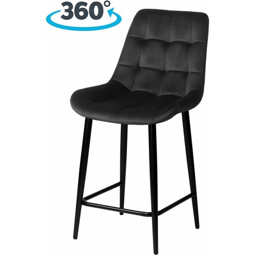Комплект полубарных поворотных стульев Эйден 65 см с механизмом на 360 градусов черный / черный, 2 шт.