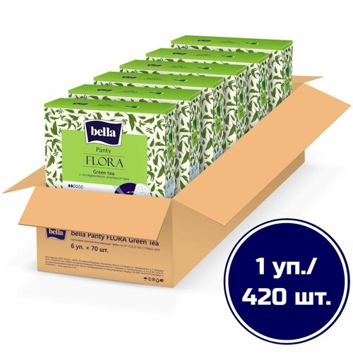 фото Прокладки ежедневные bella panty flora green tea зеленый чай, 70 шт х 6 уп.