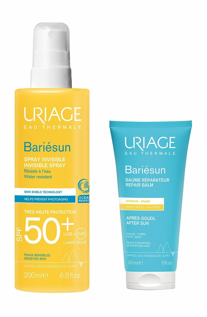 URIAGE Набор "Барьесан SPF50+" (Спрей невидимый 200 мл + Бальзам после солнца восстанавливающий 50 мл)