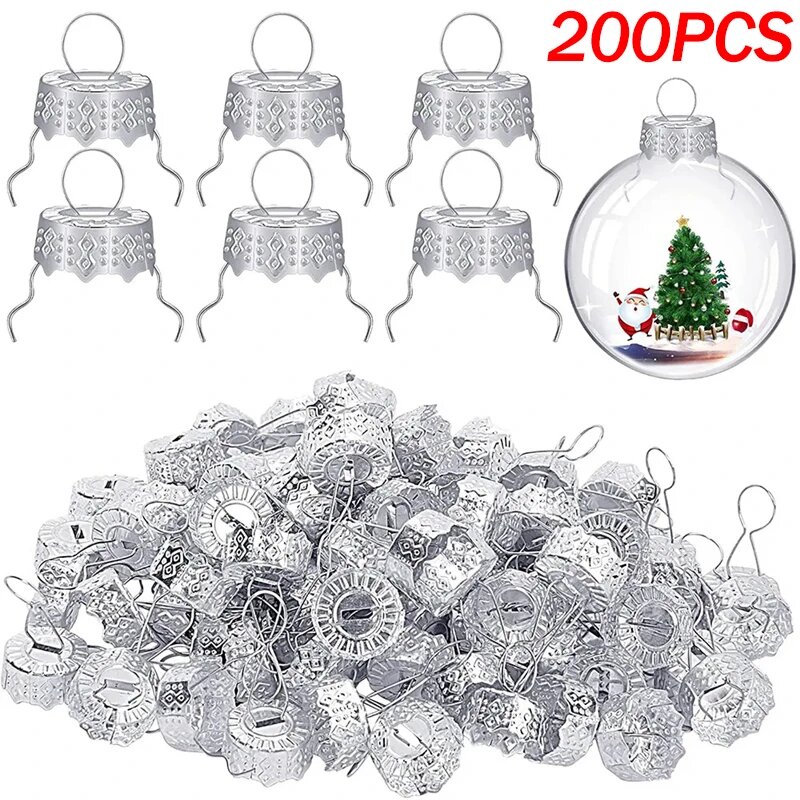 Съемные металлические рождественские шарики 100/200 шт. 200pcs Silver(14mm)