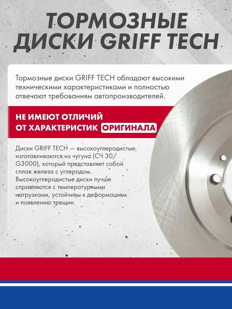 Комплект тормозных дисков передних GRIFF TECH Kia Rio / Hyundai Solaris GT51KH101 / 517120U000 — фото 1