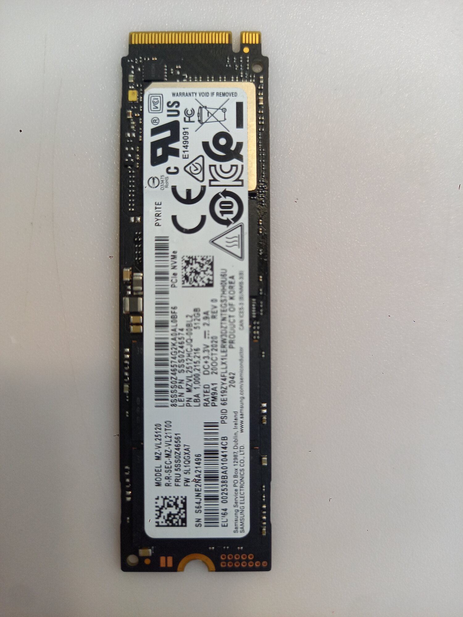 Накопитель SSD 512 Gb M.2 2280 M Samsung PM9A1 MZVL2512HCJQ