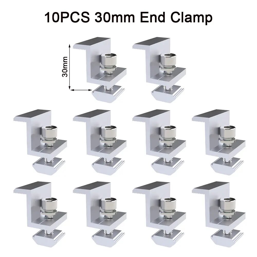 Jsdsolar Солнечные зажимы для панелей 30/35/40 мм 10PCS 30mm End Clamp