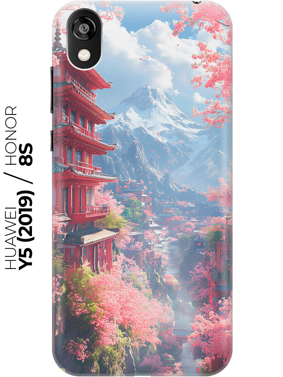 Силиконовый чехол на Honor 8S / Huawei Y5 (2019) с принтом "Цветущий город"