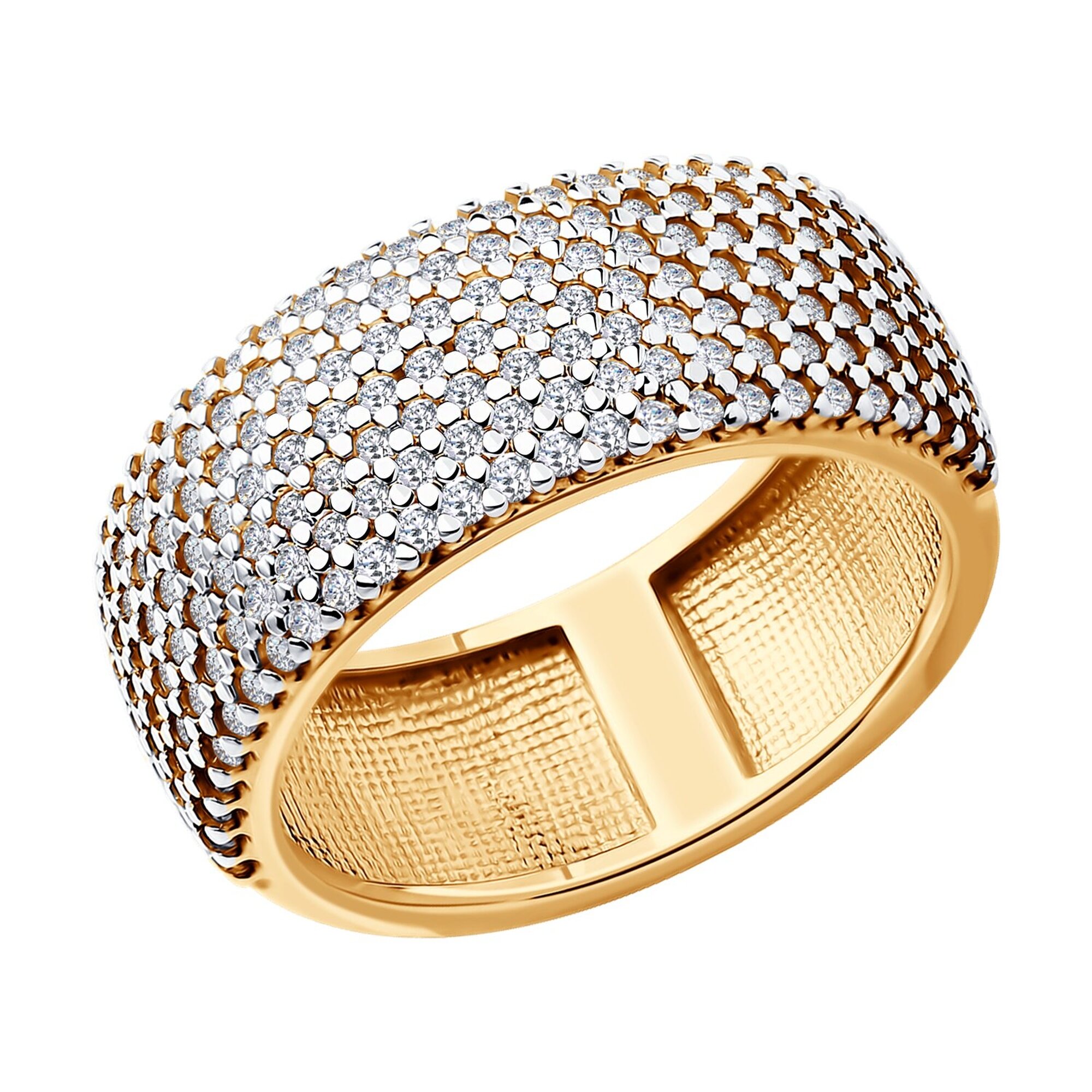 Кольцо Diamant online, серебро, 925 проба, золочение, фианит
