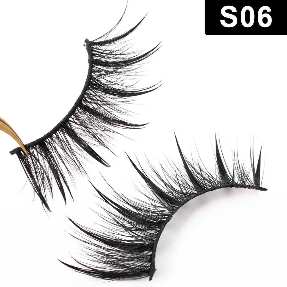 Yiernuo синтетические накладные ресницы черные, S06-1Pair