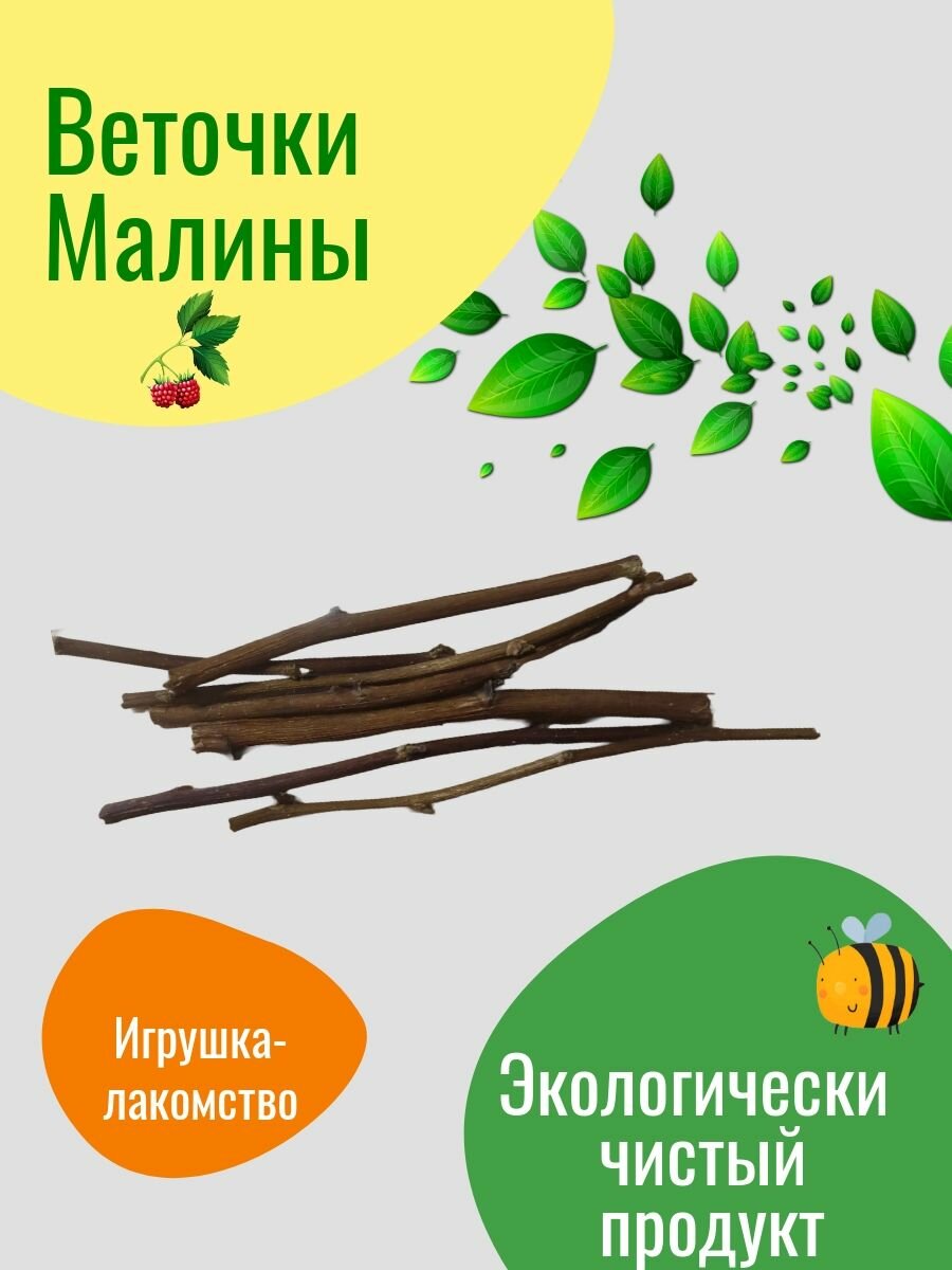 Лакомство-игрушка "Веточки малины" для кроликов грызунов хорьков без ароматизаторов 30г