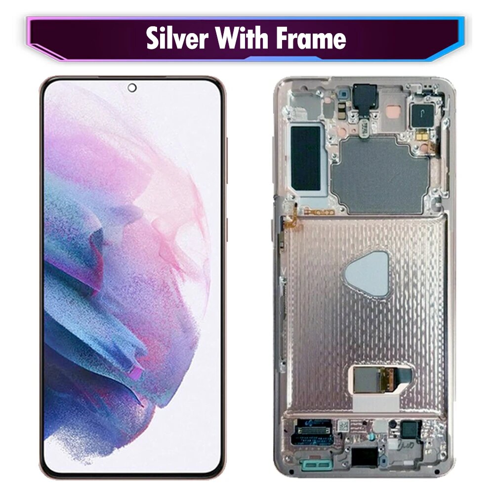 6,7 "OLED для Samsung Galaxy S21 + 5G ЖК-дисплей G996, дигитайзер сенсорного экрана в сборе, замена для Samsung S21 Plus дисплей, Silver With Frame