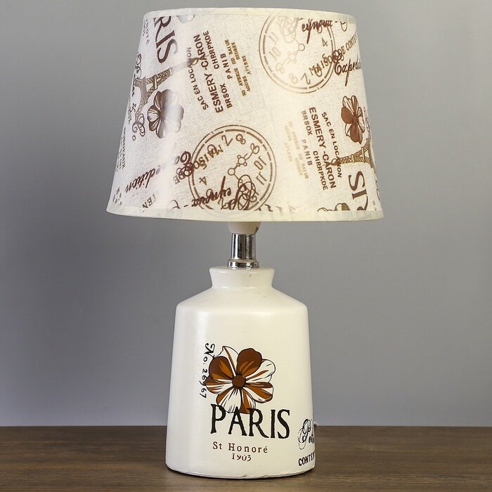 Лампа настольная Risalux с абажуром, "Париж с цветком" бутыль, Е14, 40 W, 20х20х33 см
