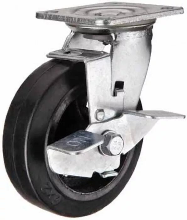 Колесо черная резина с тормозом 50 мм LongWay SCRB 25