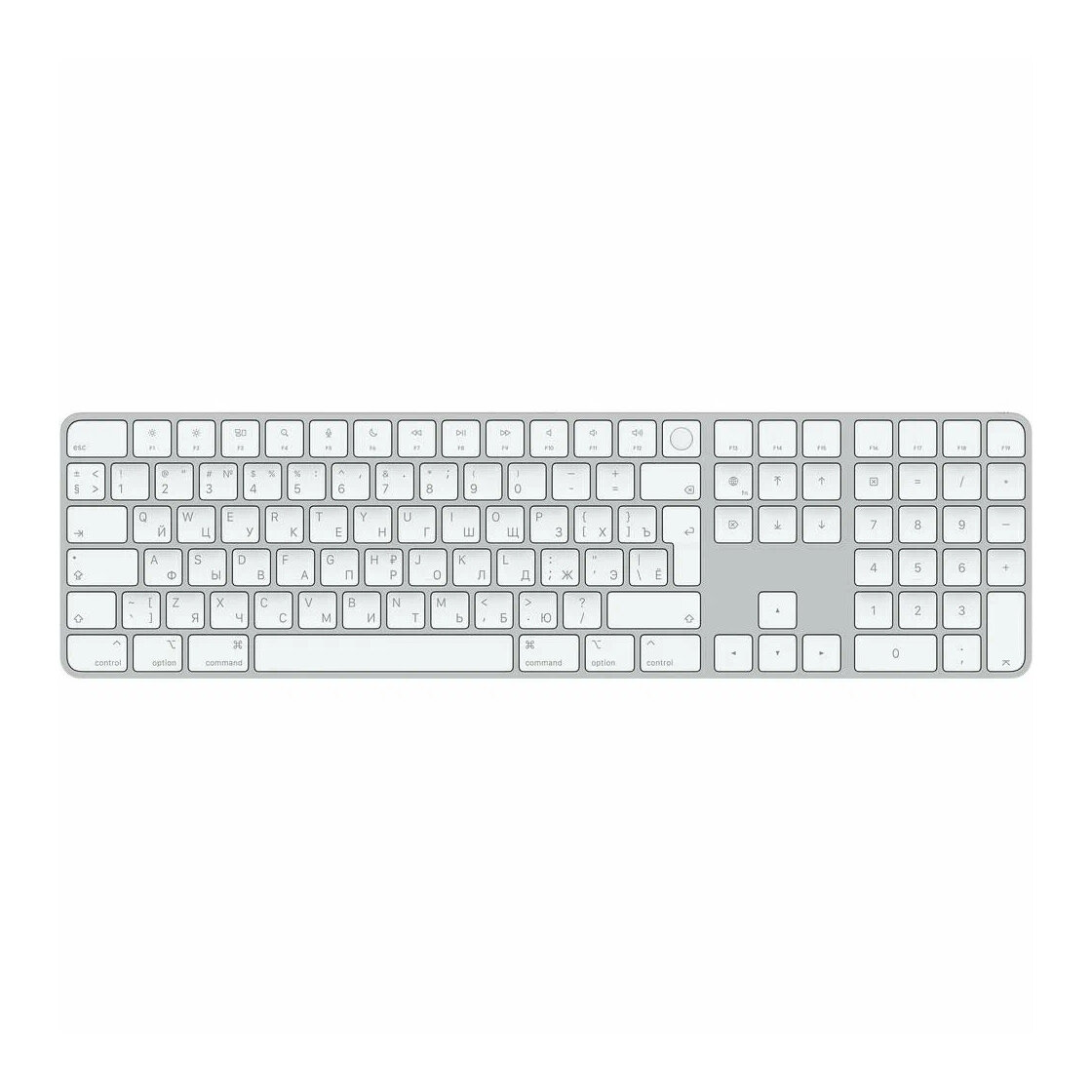 Клавиатура беспроводная Apple Magic Keyboard c Touch ID и Numeric Keypad, русская, белый, серебристый MK2C3RS/A