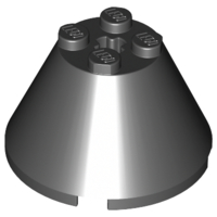 Cone 4 x 4 x 2 with Axle Hole, 3943b Black U