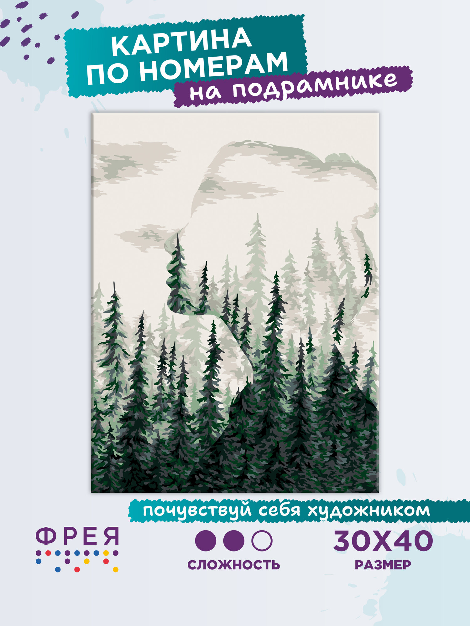 Картина по номерам с холстом на подрамнике 