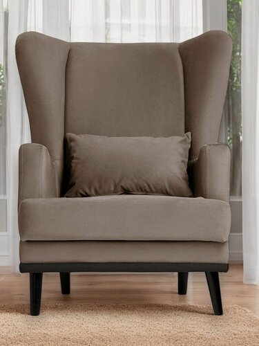 Изображение товара Кресло мягкое Вегас, кресло мягкое для дома светло-коричневое велюр Max light brown