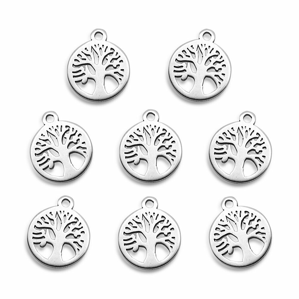 Подвеска  12х10х1мм  древо жизни  базовый материал   нержавеющая сталь  без покрытия  2 шт 