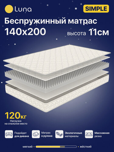 Изображение товара Матрас анатомический на кровать Luna Simple 140х200