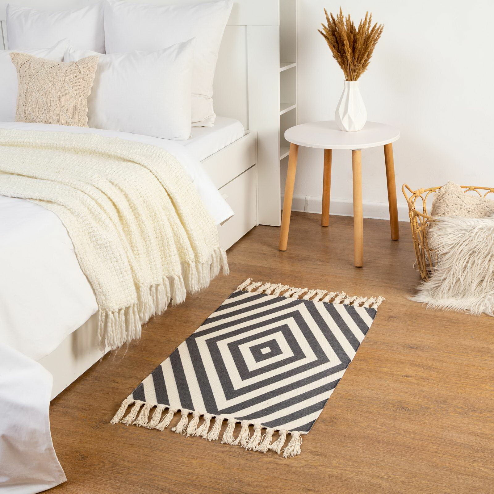 Коврик "Этель. Ромбы", 60x90 см, хлопок 50%, цвет: белый, сезон: весна