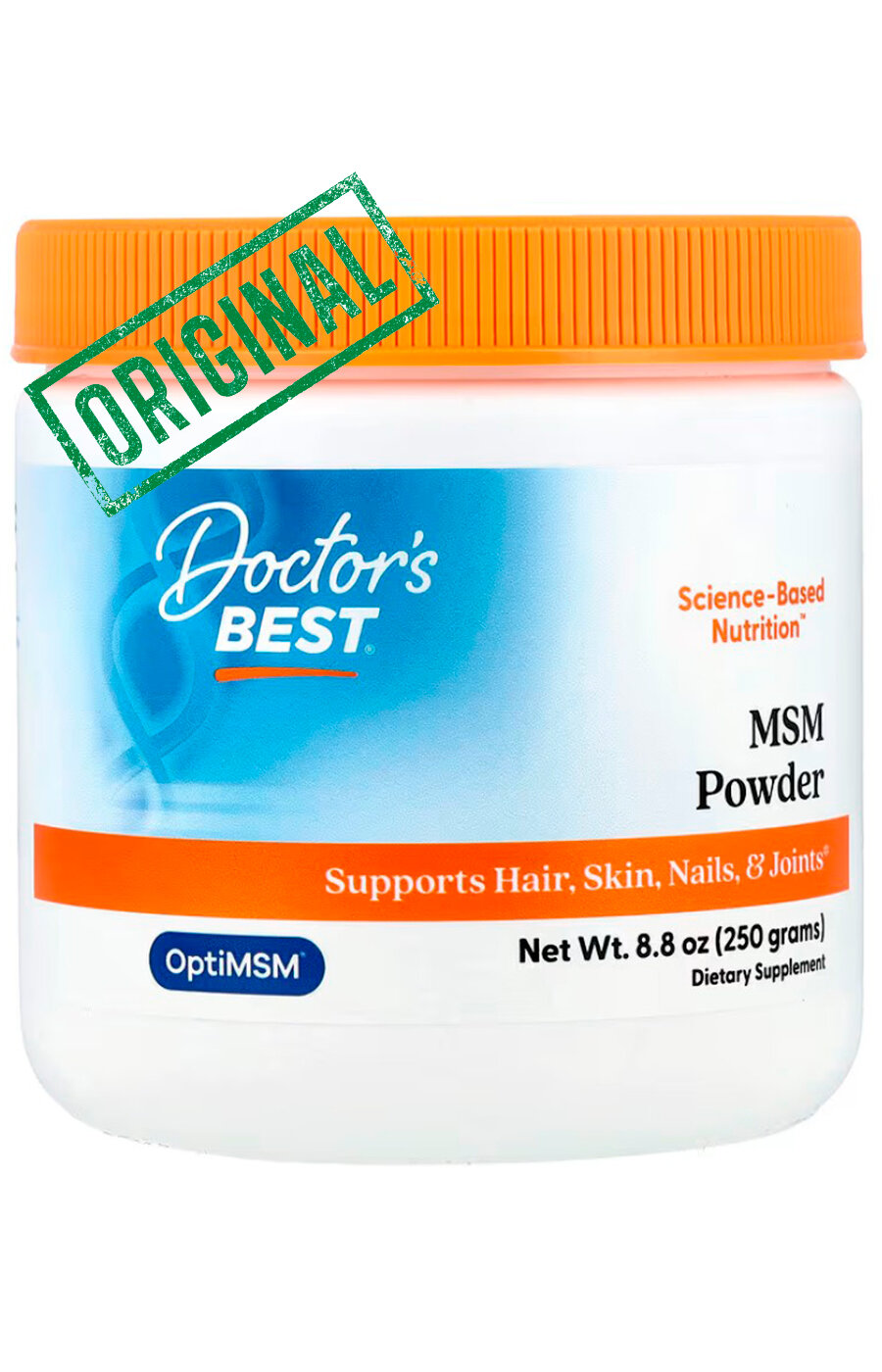 Doctor's Best, MSM with OptiMSM, комплексный уход для суставов и связок, высокая эффективность, 3000 мг, порошок, 250гр.