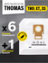 Мешки для пылесоса Thomas XT, XS, Pet Family, пылесборники, 6шт.