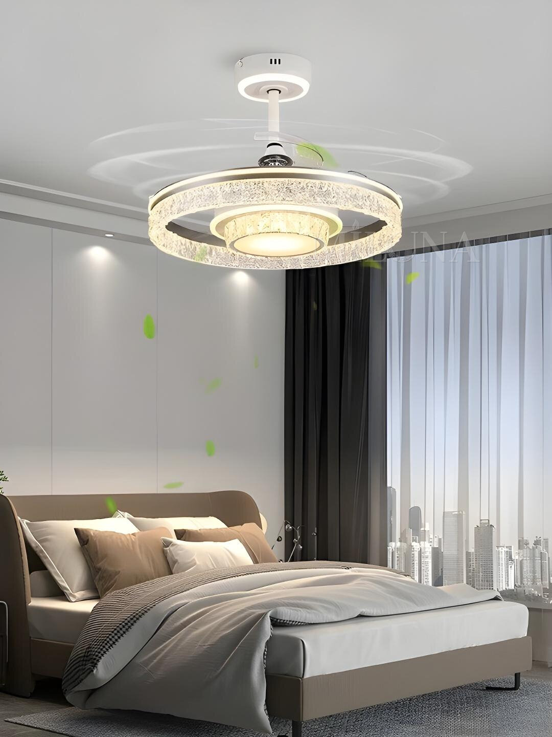 Люстра с вентилятором LED, с пультом,3 режима освещения, 6 режима вращения, для всех комнат