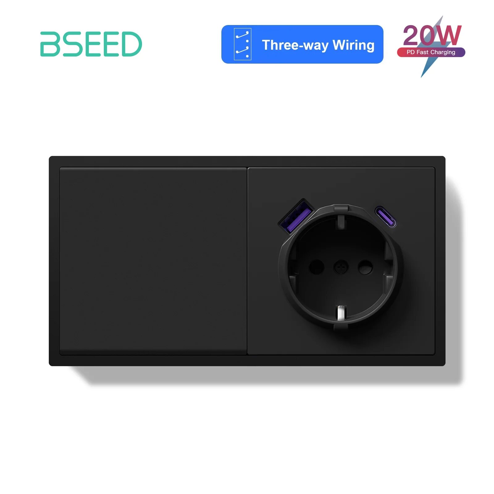 Механический переключатель BSEED 1 Gang 3Way USBC Socket Европейский стандарт