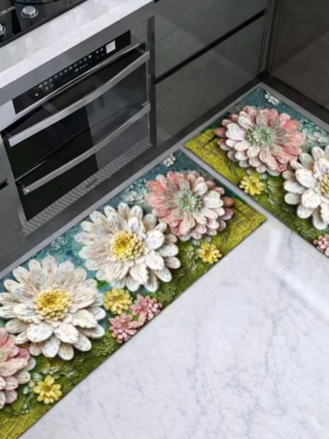 Впитывающий влагу комплект из 2 кухонных ковриков противоскользящие, быстро сохнут