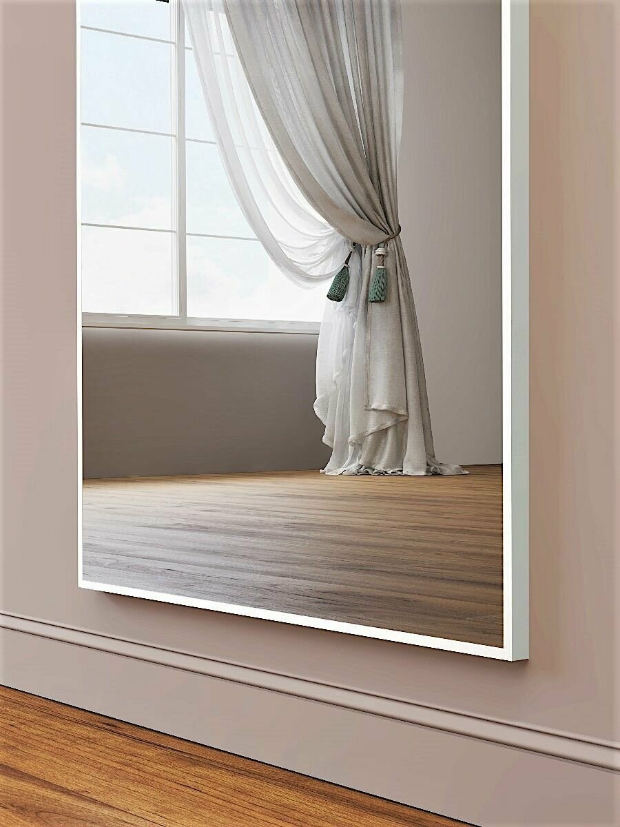 Зеркало настенное в алюминиевой раме TODA ALMA, 160х50 см. Белый - фотография № 4