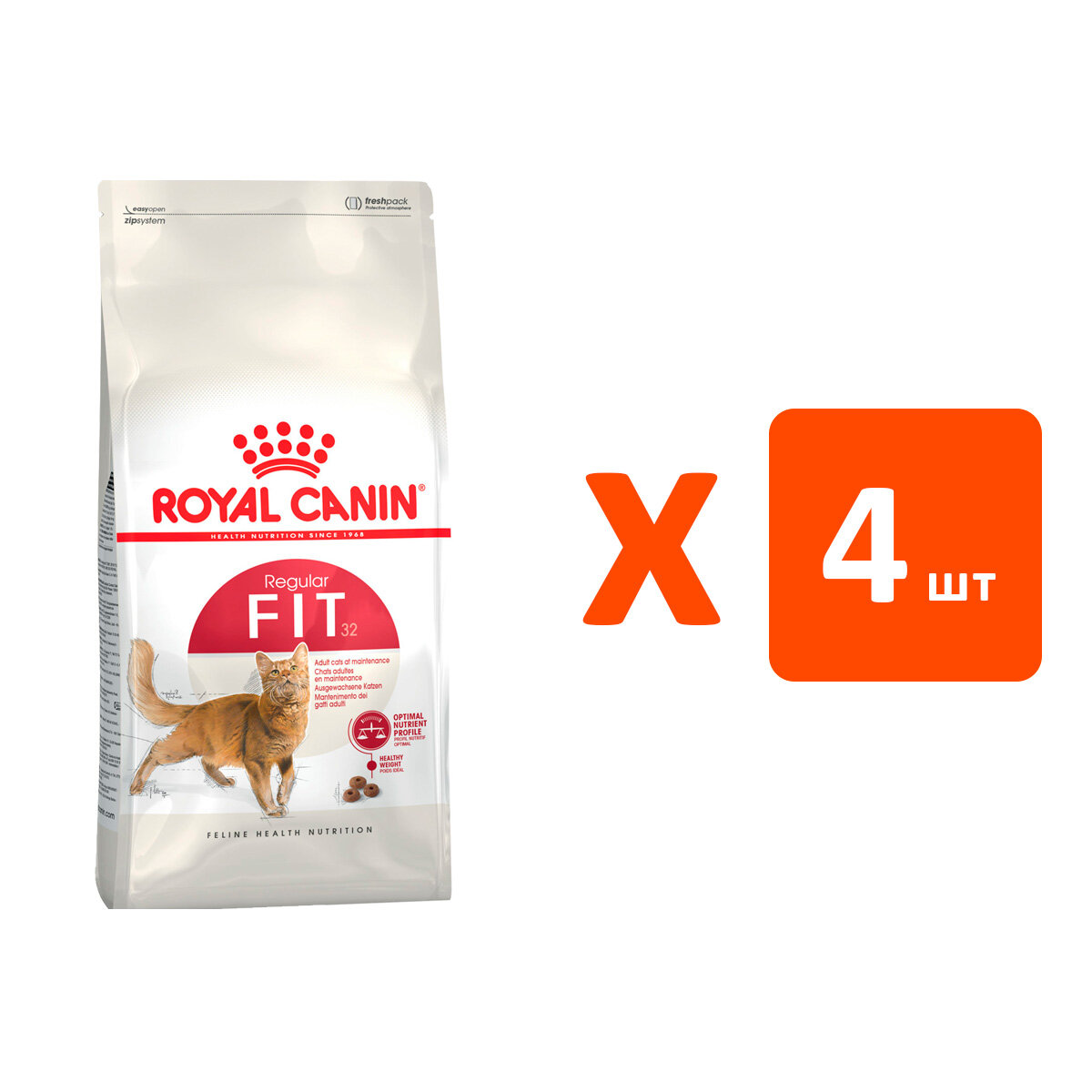 ROYAL CANIN FIT 32 для активных взрослых кошек (4 кг х 4 шт)