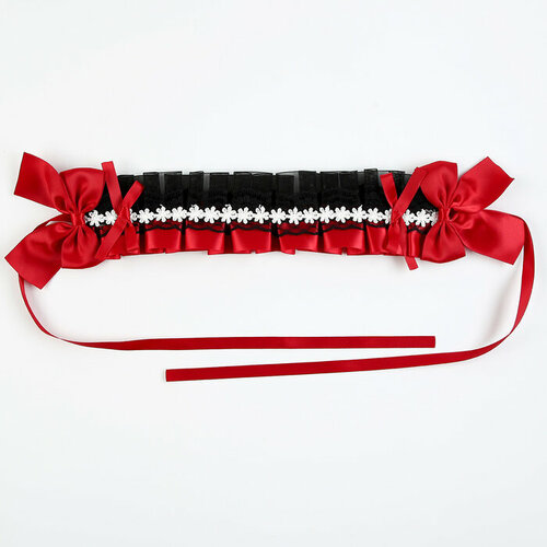 фото Карнавальная повязка "лолита" цвет красный с чёрным кружевом