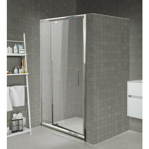 Душевая дверь в нишу SEAN- 6 NEW 90х190 прозрачное закаленное стекло 6 мм профиль хром 13990₽