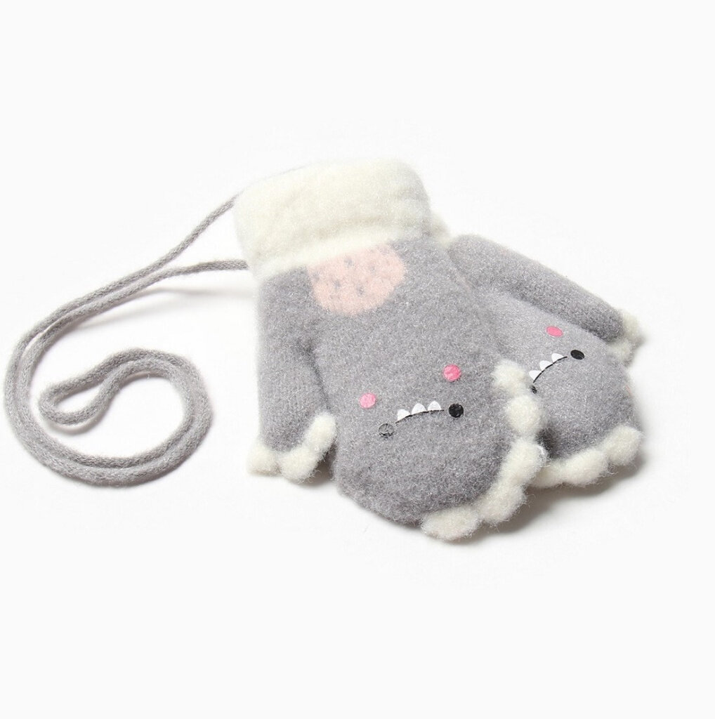 фото Варежки для девочки (Размер: 1 год), арт. 961399 MINAKU динозавр сер, цвет серый