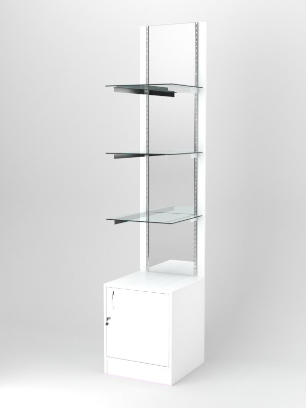 фото Стеллаж "астерия" №4, задняя стенка Зеркало, Белый 45 x 47 x 210 см (ДхШхВ)