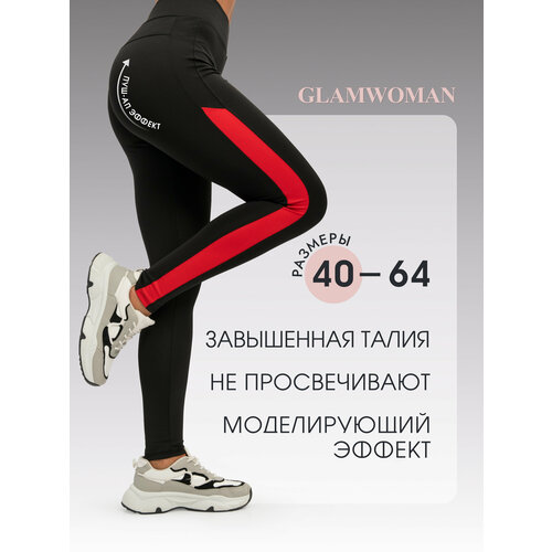 Легинсы Glam Woman, размер 60, черный, красный