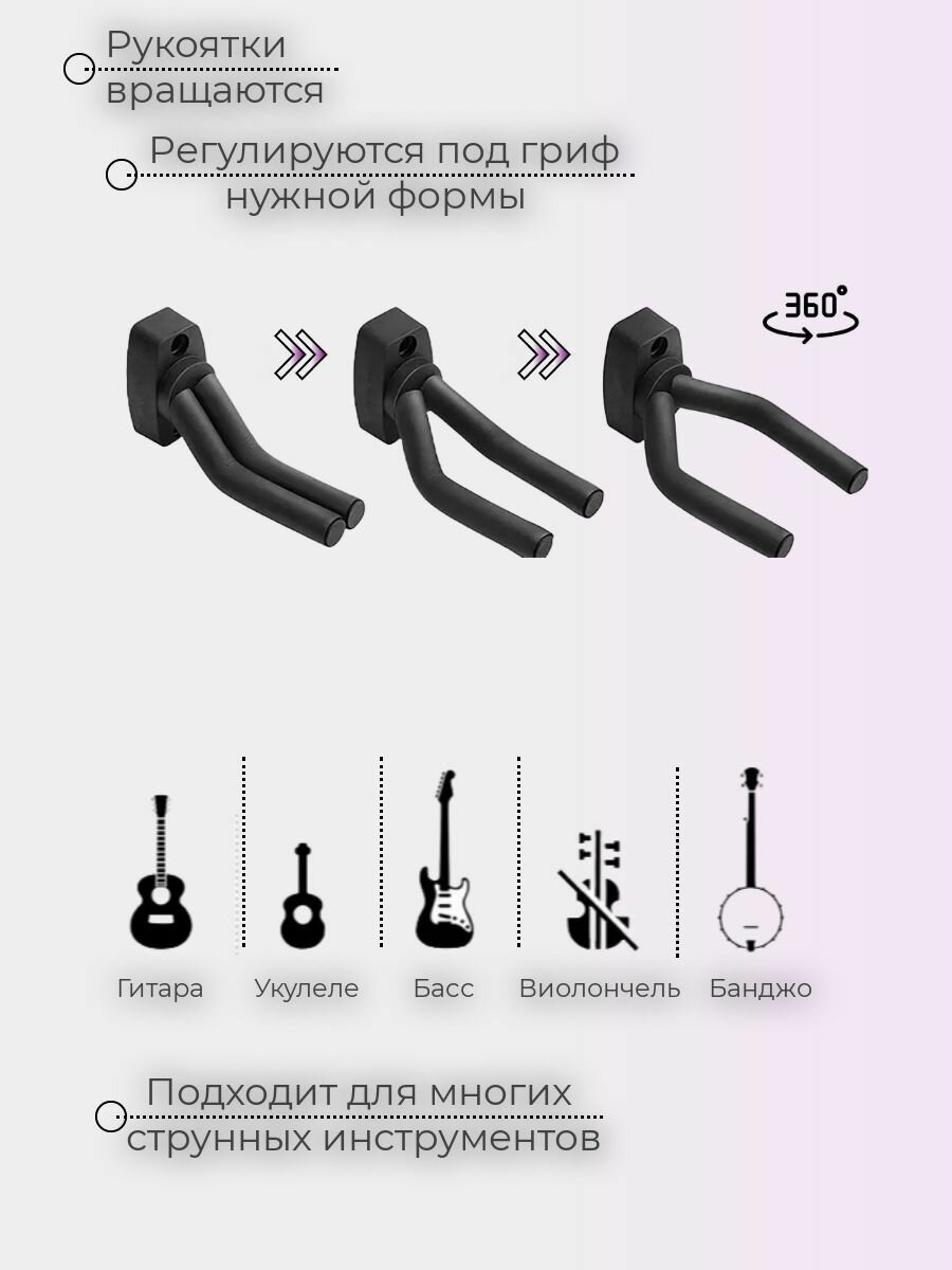 Держатель настенный DRAKON IRG для гитары /аксессуар для музыкального инструмента — фото 1