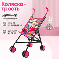 Выглядит, как маленькая копия настоящей прогулочной коляски для детей. ;
Металлический каркас, складная.;
За эргономичные изогнутые ручки удобно  ...