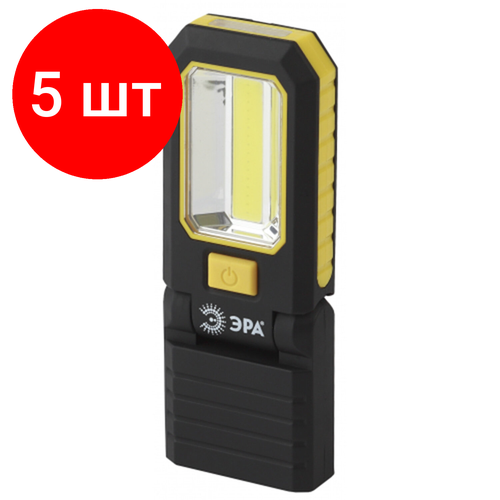 фото Комплект 5 шт, фонарь эра 5вт cob+3xled, поворотный 90, крючок, магниты, питание 3xaaa (не в комплекте), rb-704, б0029179
