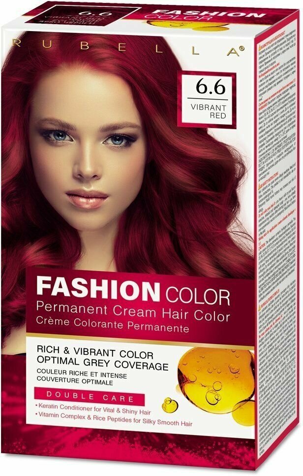 Rubella Стойкая крем-краска для волос Fashion Color 6.6 Яркий красный, 50 мл /