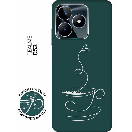 Силиконовый чехол на Realme C53, Рилми С53 Silky Touch Premium с принтом Coffee Love W зеленый матовый soft touch силиконовый чехол на realme c53 рилми с53 с 3d принтом lovers hands w черный