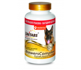 UNITABS BREWERSCOMPLEX Юнитабс витаминно-минеральный комплекс для собак крупных пород с Q10 и пивными дрожжами (200 т), U2022, 300гр