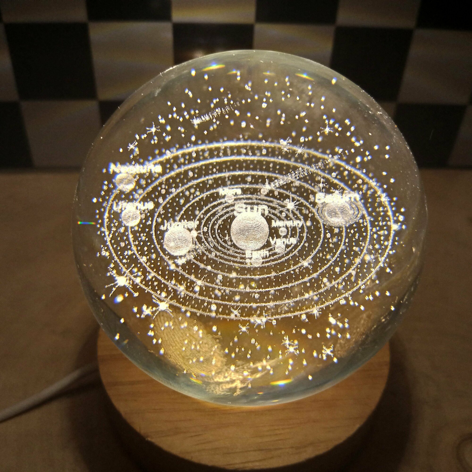 Ночник Хрустальный шар настольный светильник usb подарок на Новый год - фотография № 5
