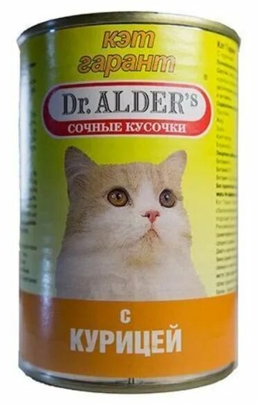 Dr. Alders Консервы для кошек Кэт Гарант, сочные кусочки с курицей, в соусе, 415 г
