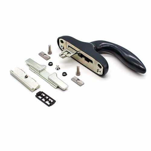 Ручка оконная управляющая универсальная с блокиратором тёмно-серая RAL7016