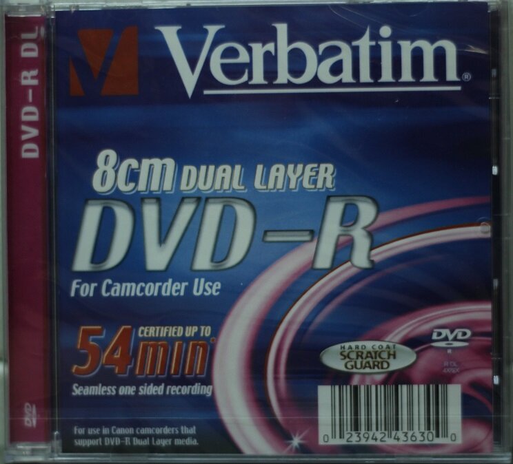 Компакт-диск Mini DVD-R Verbatim 2.6G 4x Dual Layer Slim