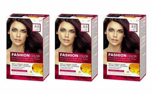 Rubella Стойкая крем-краска для волос Fashion Color 5.5 Темный махагон, 50 мл, 3 шт