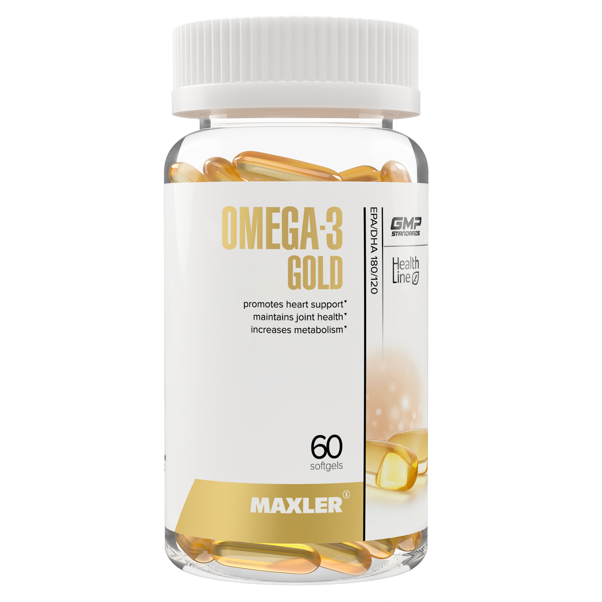 Омега-3 Голд жирные кислоты Maxler Omega-3 Gold, 60 гелевых капсул (США)