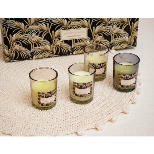 Подарочный набор ароматических свечей LUXURY - TROPICAL PARADISE, 6 см, 4 шт, Koopman International ACC690060-3, размер 6*5 см