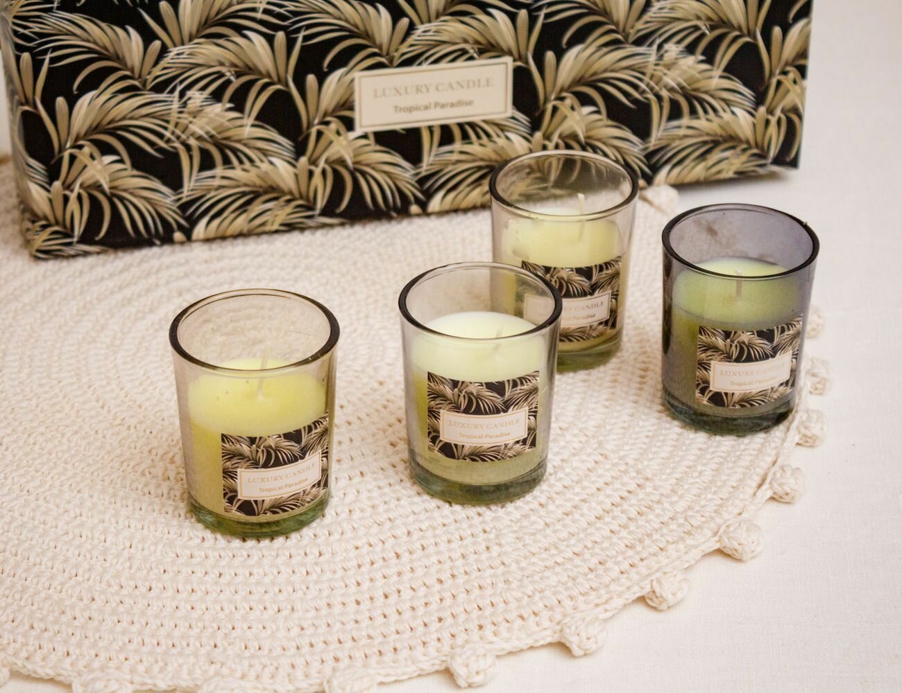 фото Подарочный набор ароматических свечей LUXURY - TROPICAL PARADISE, 6 см, 4 шт, Koopman International ACC690060-3