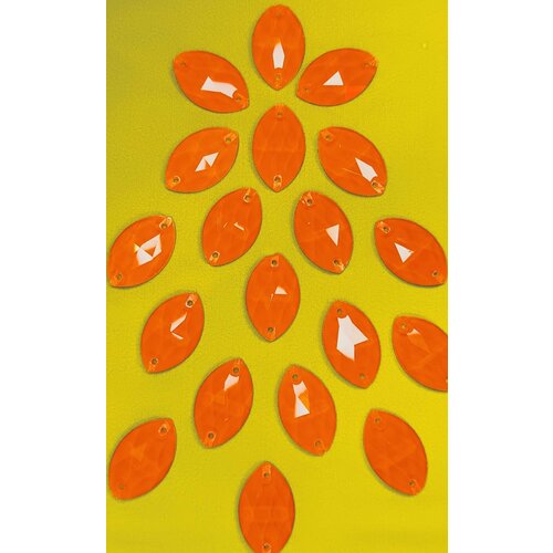 Стразы Неон оранжевые пришивные овал 22*13 мм 20 шт