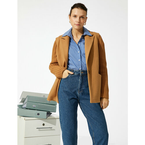 фото Куртка koton, размер 34, коричневый, белый