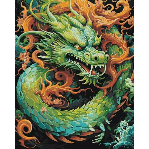 Картина по номерам Китайский зеленый дракон 2 40x50